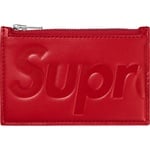 Supreme Leather Zip Card Holder (SS25) - Red