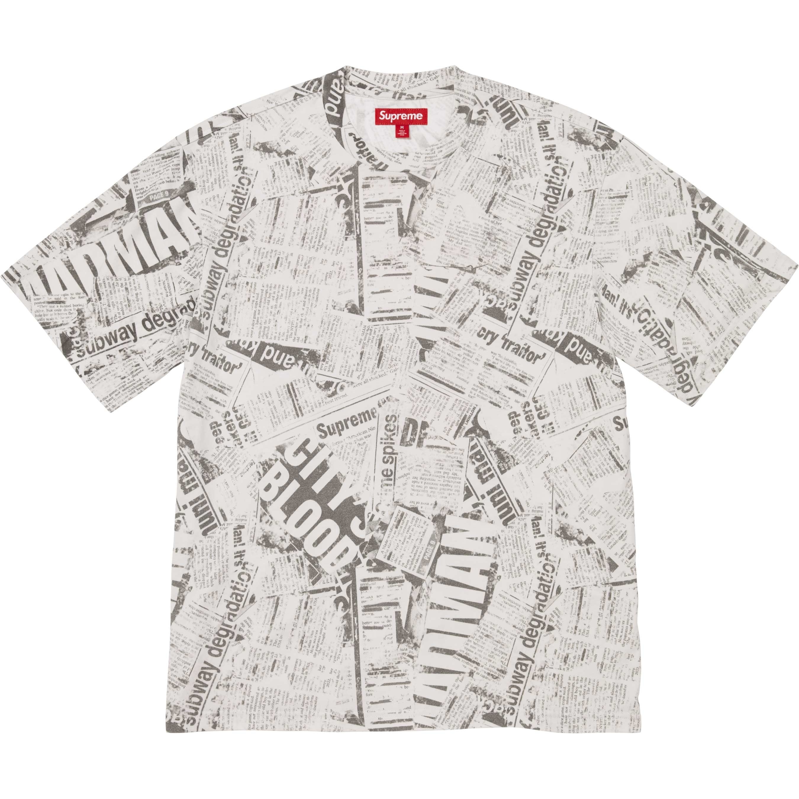 Supreme Newspaper S S Top (SS25) - White - $98