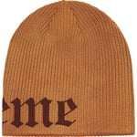Supreme Old English Printed Beanie (SS25) - Tan