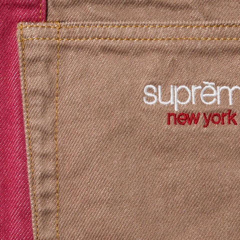 Supreme Paneled Stripe Baggy Jean - Red