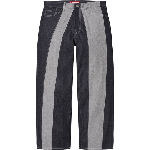 Supreme Paneled Stripe Baggy Jean - Rigid Indigo