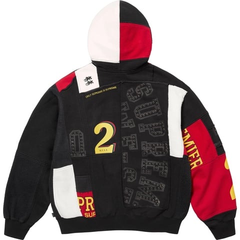 Supreme Patchwork Zip Up Hooded Sweatshirt - Black