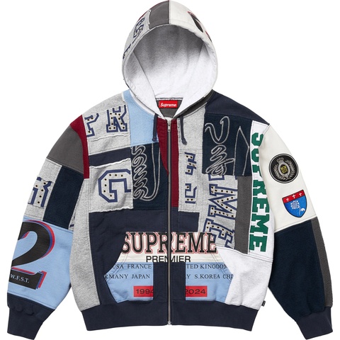 Patchwork Zip Up Hooded Sweatshirt - SupremeCommunity