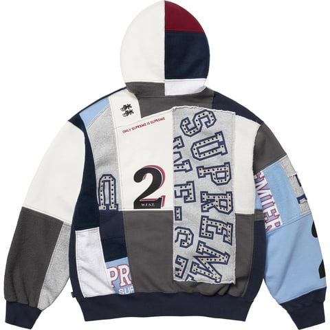 Supreme Patchwork Zip Up Hooded Sweatshirt - Navy