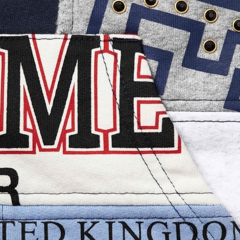 Supreme Patchwork Zip Up Hooded Sweatshirt - Navy