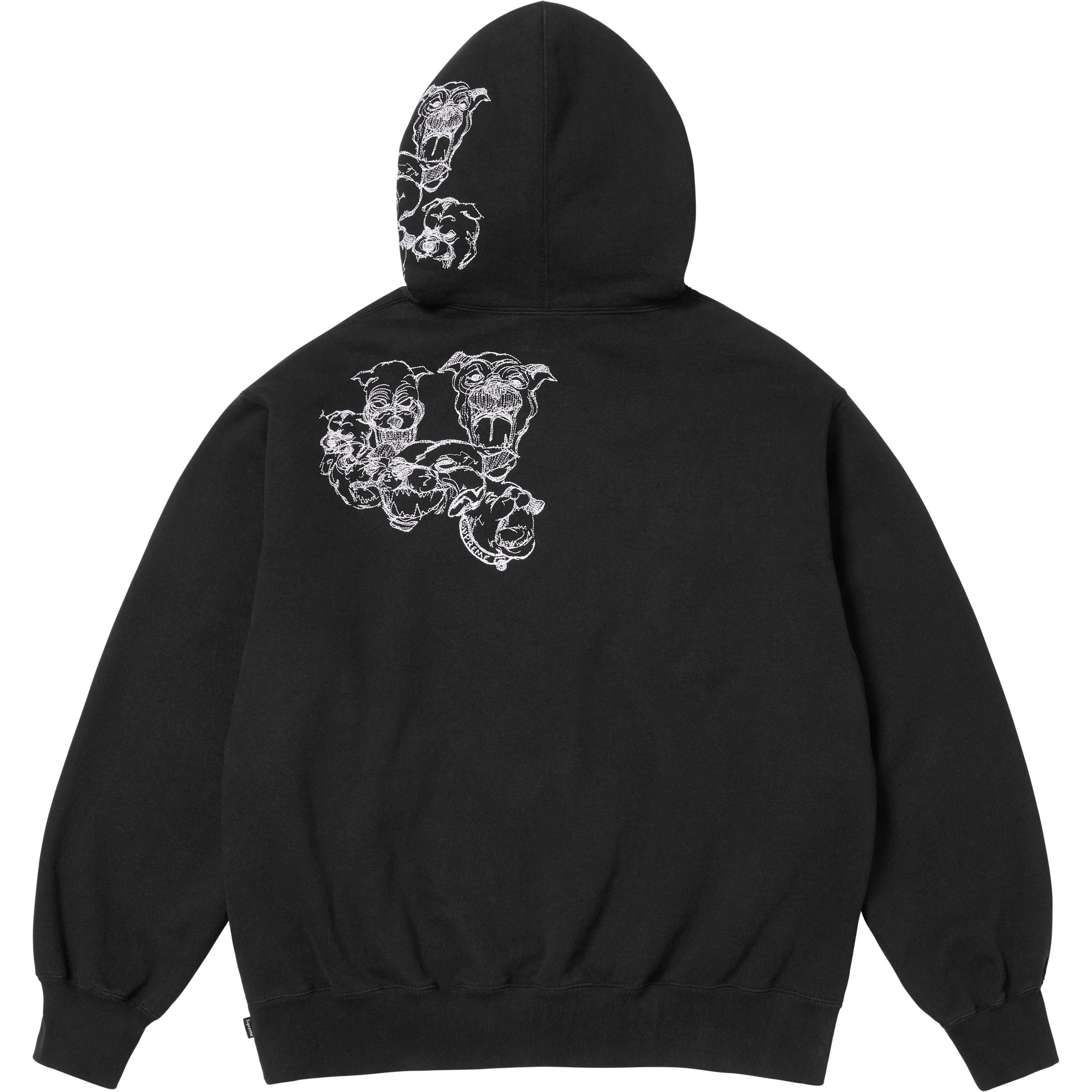 Supreme Pitbulls Embroidered Hooded Sweatshirt (SS25) - Black - $168