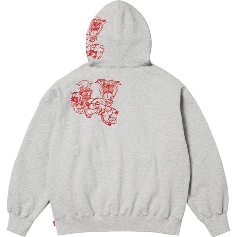 Supreme Pitbulls Embroidered Hooded Sweatshirt - Heather Grey