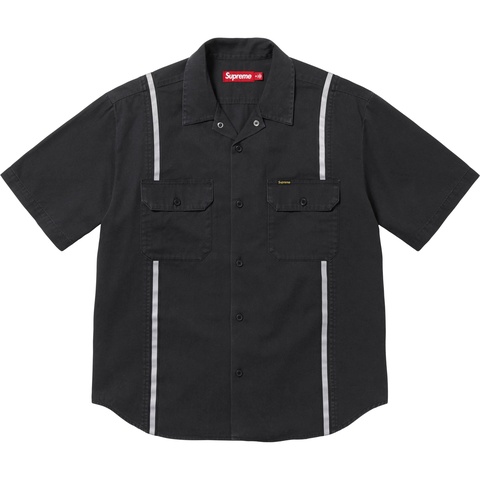 Supreme Reflective Stripe S/S Work Shirt - Black