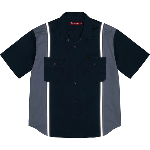 Supreme Reflective Stripe S/S Work Shirt - Navy