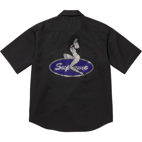 Supreme Rhinestone Pin Up S/S Work Shirt - Black