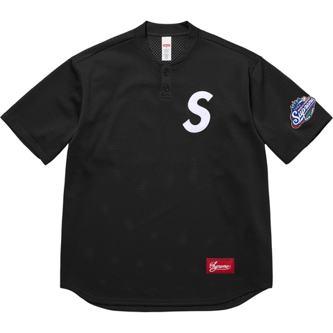 Supreme S Logo Baseball Henley - Black