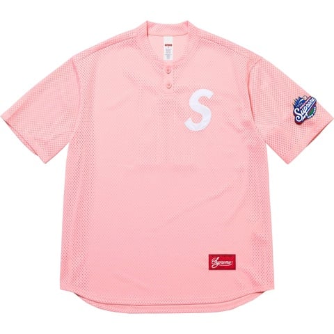 Supreme S Logo Baseball Henley - Pink