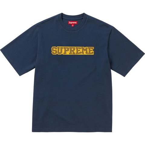 Supreme Satin Appliqué S/S Top - Navy