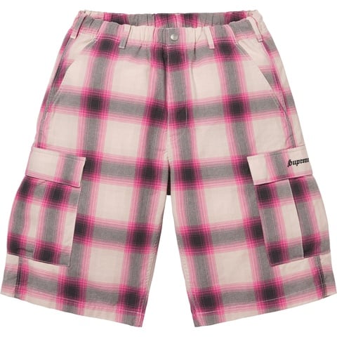 Supreme Shadow Plaid Cargo Short - Pink