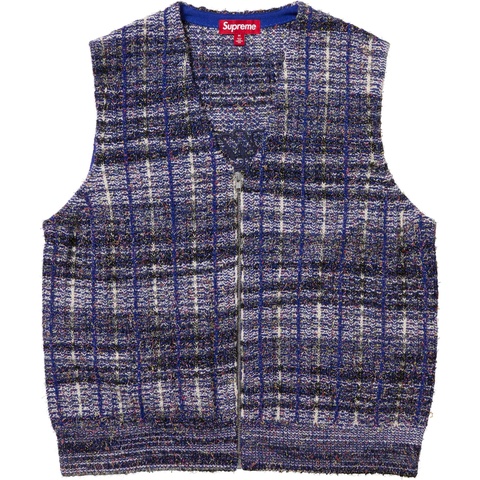 Supreme Speckled Zip Up Sweater Vest - Blue