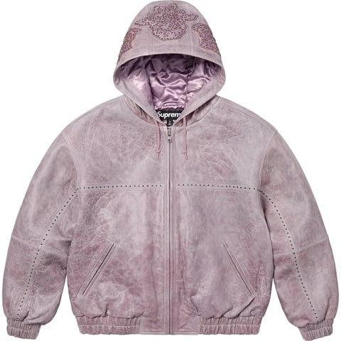 Supreme Studded Hooded Leather Jacket - Lilac