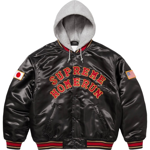 Supreme®/Homerun Satin Hooded Varsity Jacket - Supreme