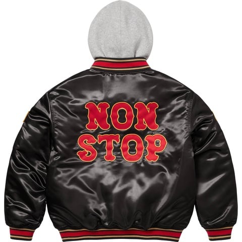 ジャケット・アウター Supreme run Satin Hooded Varsity Jk 未使用 XL】Supreme Homerun Satin Hooded Varsity Jk シュプリーム