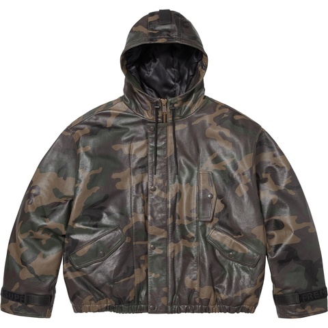 Supreme Supreme®/Marithé + François Girbaud Hooded Leather Flight Bomber Jacket - Woodland Camo