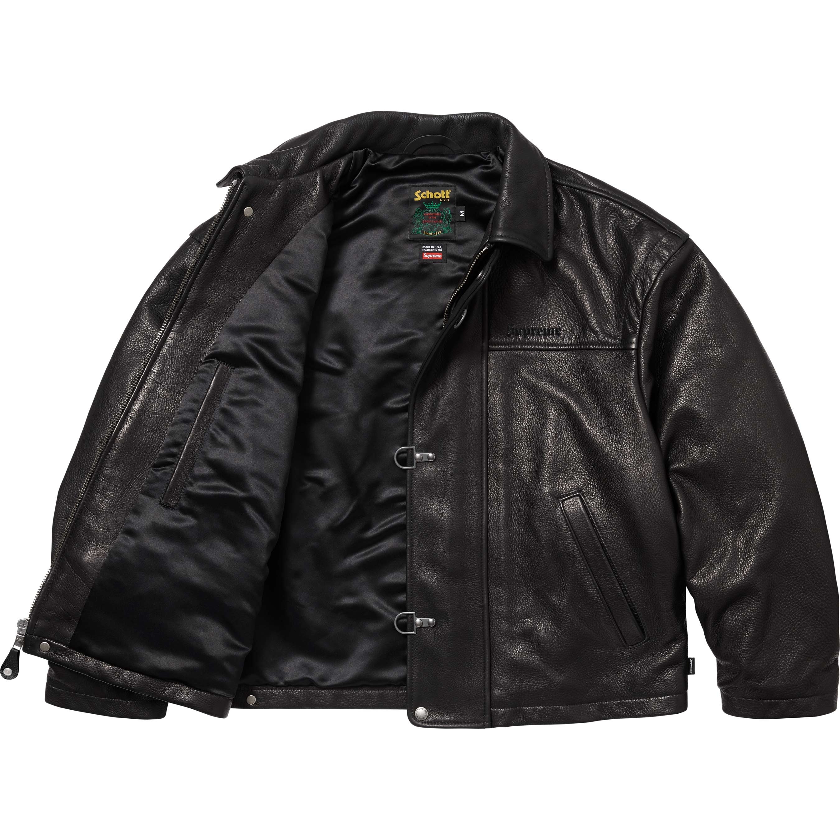 Supreme Supreme Schott Leather Clip Jacket (SS25) - Black - $998