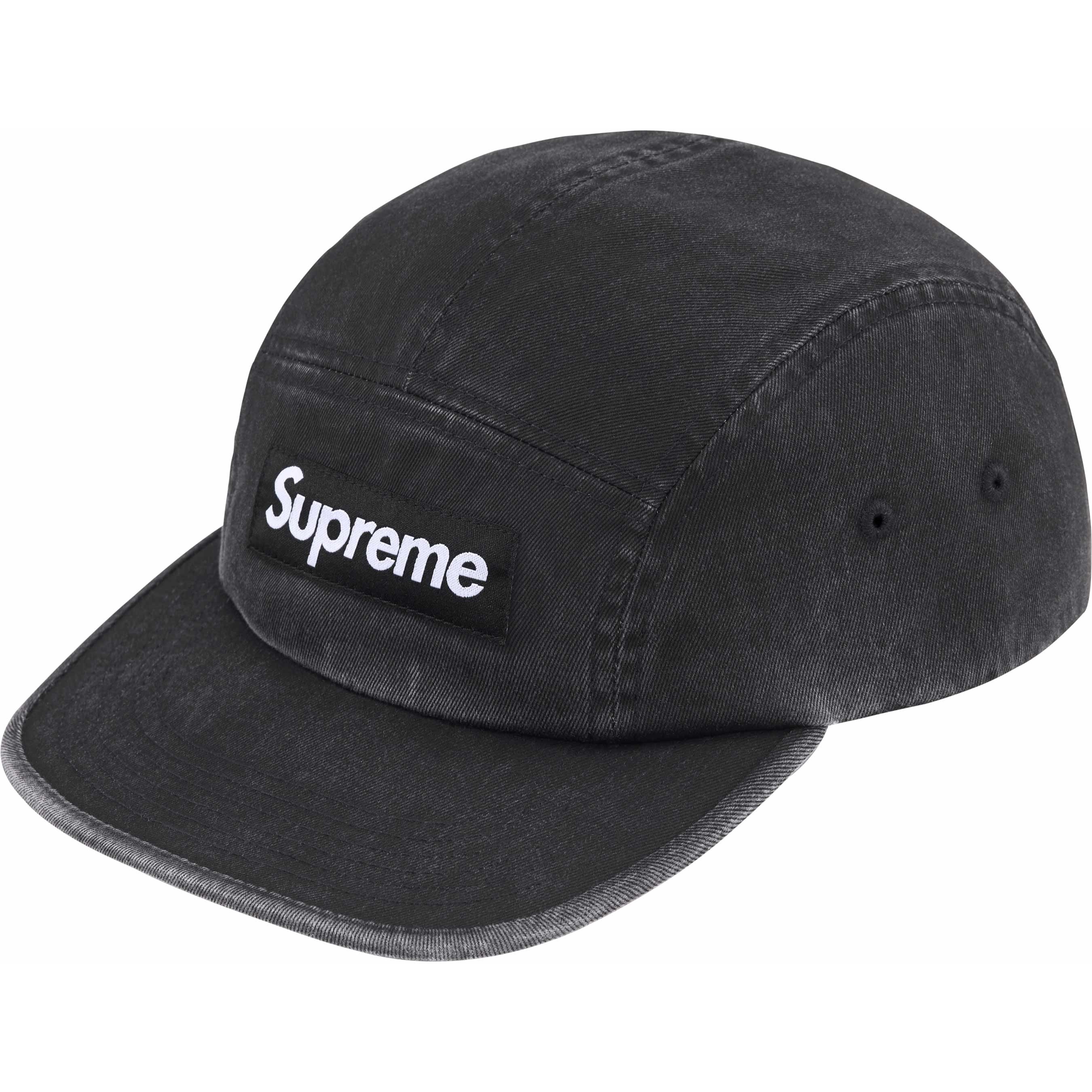 Supreme Washed Chino Twill Camp Cap (SS25) - Black - $48