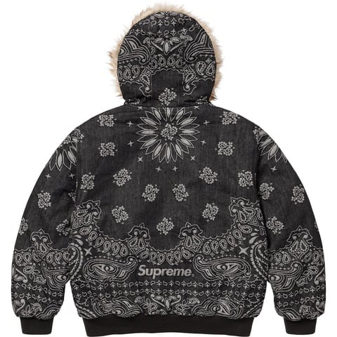 Supreme Bandana Jacquard Denim Hooded Work Jacket - Black