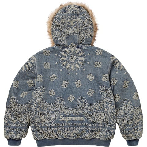 Supreme Bandana Jacquard Denim Hooded Work Jacket - Blue