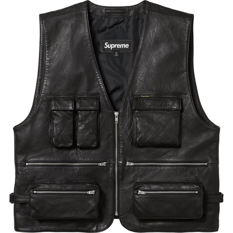 Supreme Leather Cargo Vest - Black