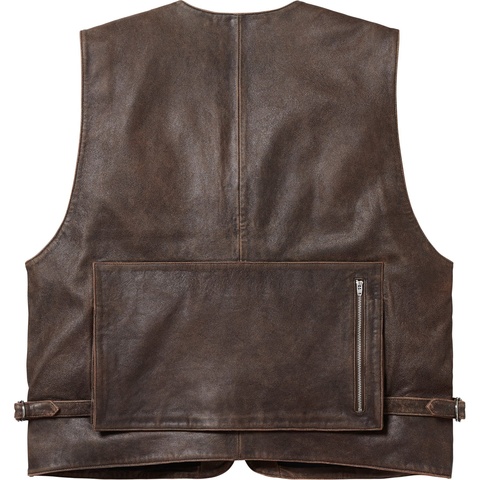 Supreme Leather Cargo Vest - Brown