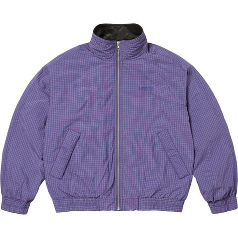 Supreme Leather Collar Utility Jacket - Blue Plaid