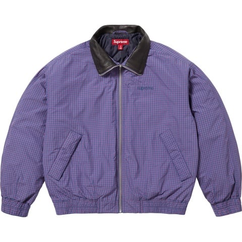 Supreme Leather Collar Utility Jacket - Blue Plaid