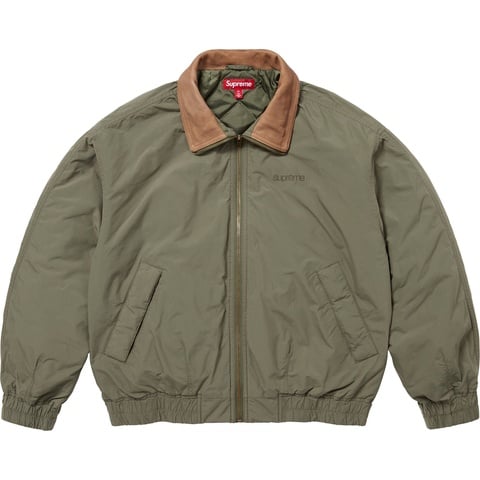 Supreme Leather Collar Utility Jacket - Olive