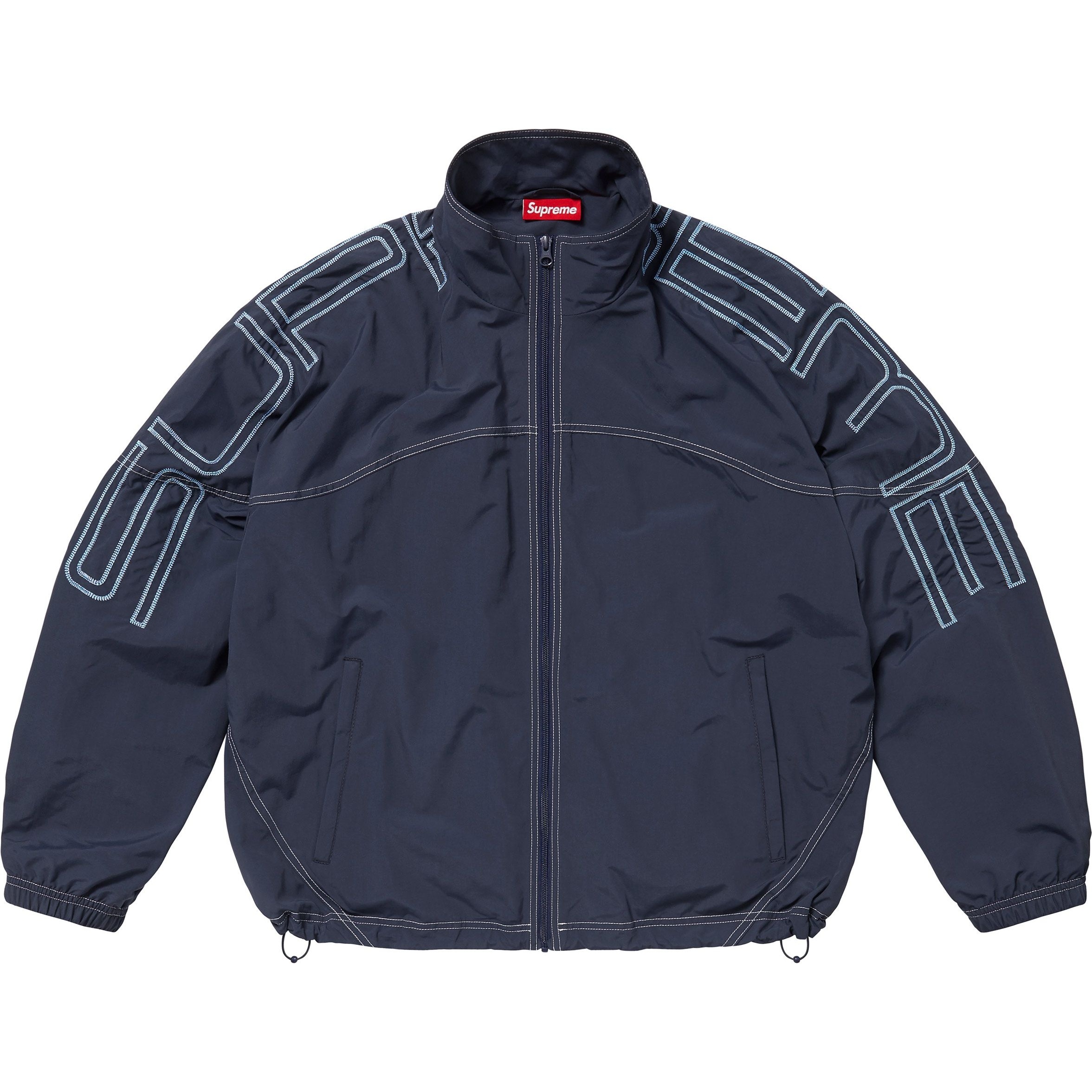 Supreme Spellout Embroidered Track Jacket (SS25) - Navy - $178