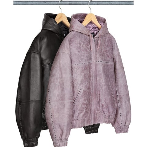 Supreme Studded Hooded Leather Jacket - Group Shots