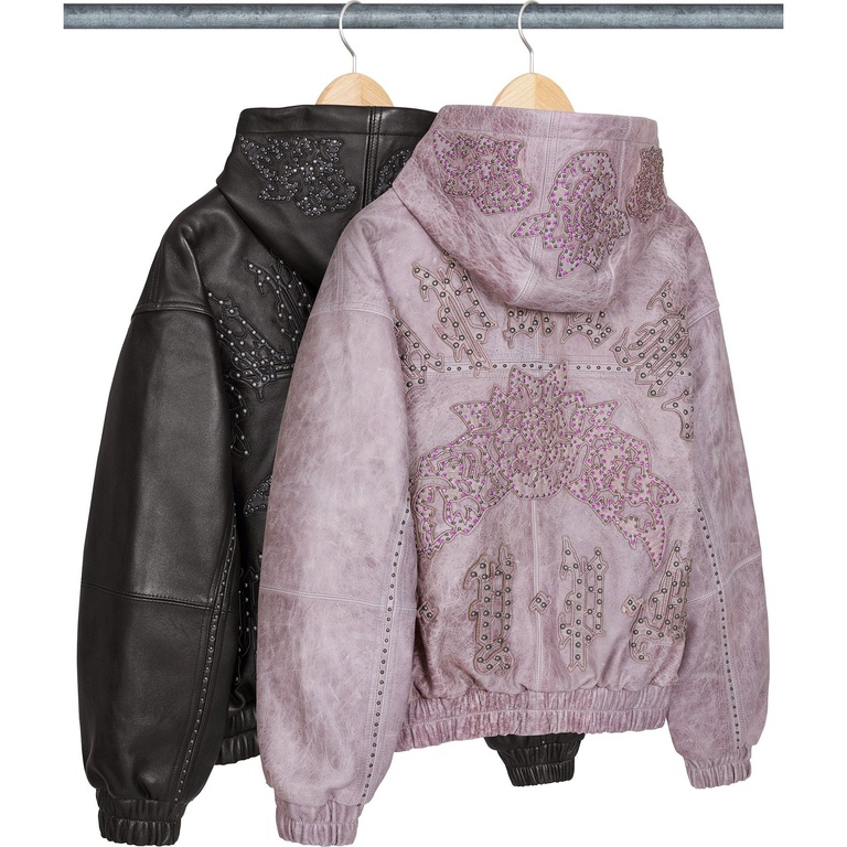 Supreme Studded Hooded Leather Jacket (spring/summer 2025) - $1298.00