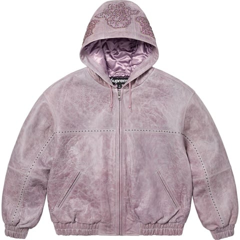 Supreme Studded Hooded Leather Jacket - Lilac