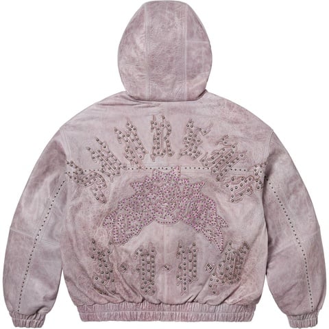 Supreme Studded Hooded Leather Jacket - Lilac