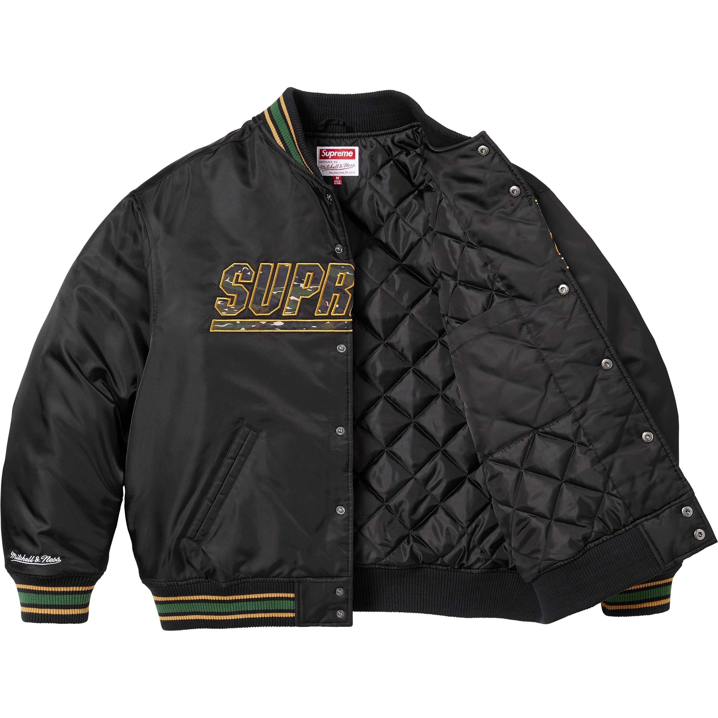 Supreme Supreme Mitchell & Ness Camo Logo Varsity Jacket (SS25) - Black - $268