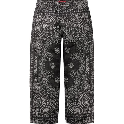 Supreme Bandana Jacquard Baggy Jean - Black
