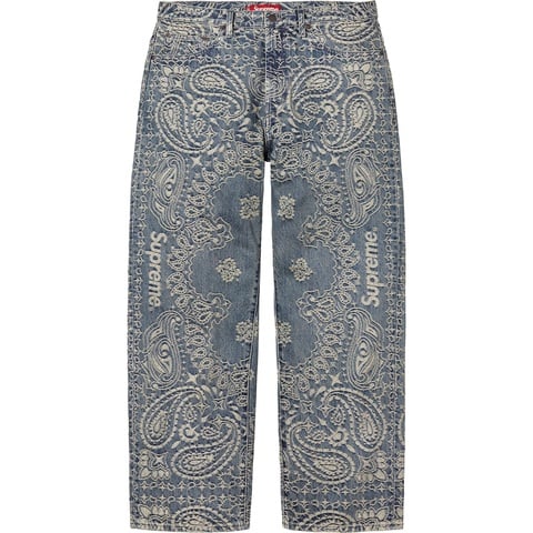 Supreme Bandana Jacquard Baggy Jean - Blue