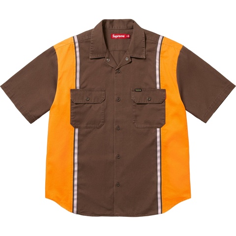 Supreme Reflective Stripe S/S Work Shirt - Brown