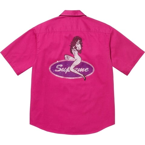 Supreme Rhinestone Pin Up S/S Work Shirt - Fuchsia