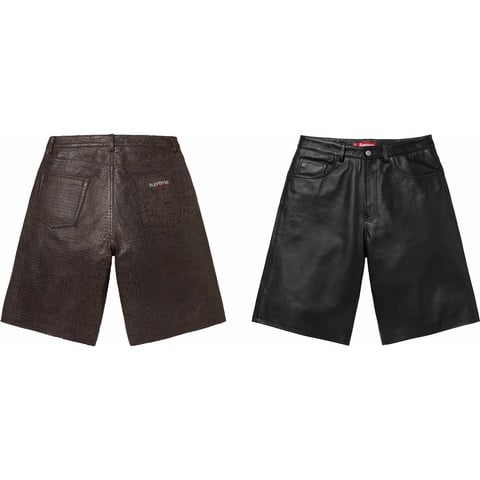 【新品】Supreme Baggy Leather Short Black Baggy Leather Short - spring/summer 2025 - Supreme