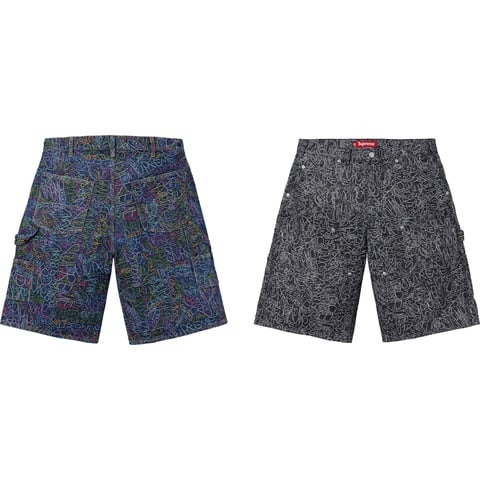 Handwriting Double Knee Denim Short - Supreme