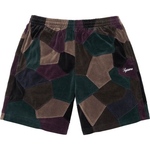 シュプリームPatchwork Velour Short S 黒 Patchwork Velour Short - spring/summer 2025 - Supreme
