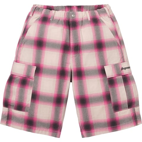 Supreme Shadow Plaid Cargo Short - Pink