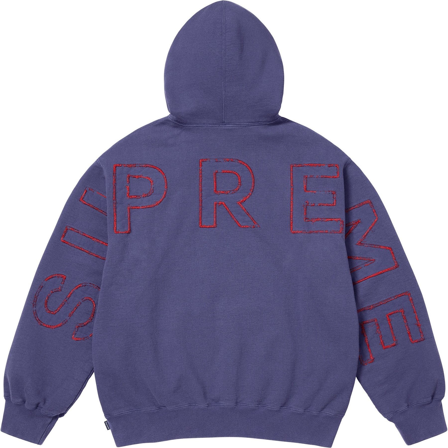 Supreme Frayed Hooded Sweatshirt (SS25) - Washed Navy - $158