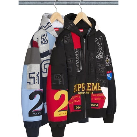 Supreme Patchwork Zip Up Hooded Sweatshirt - Group Shots
