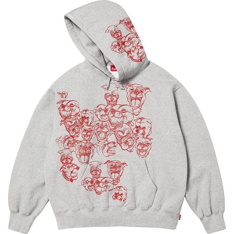 Supreme Pitbulls Embroidered Hooded Sweatshirt - Heather Grey