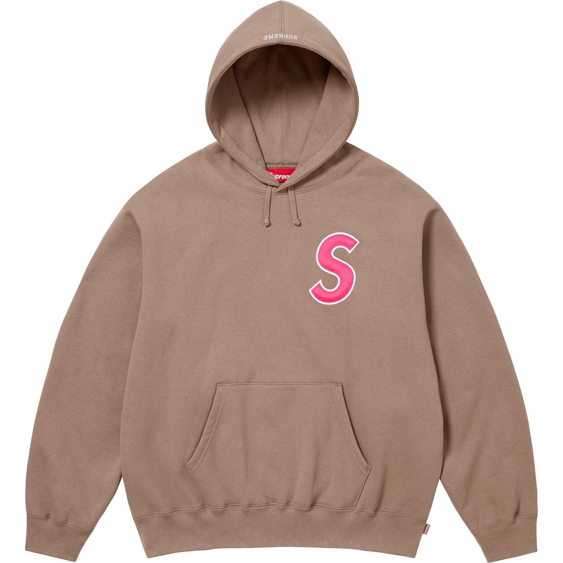 Supreme S Logo Hooded Sweatshirt (SS25) - Dusty Brown - $158